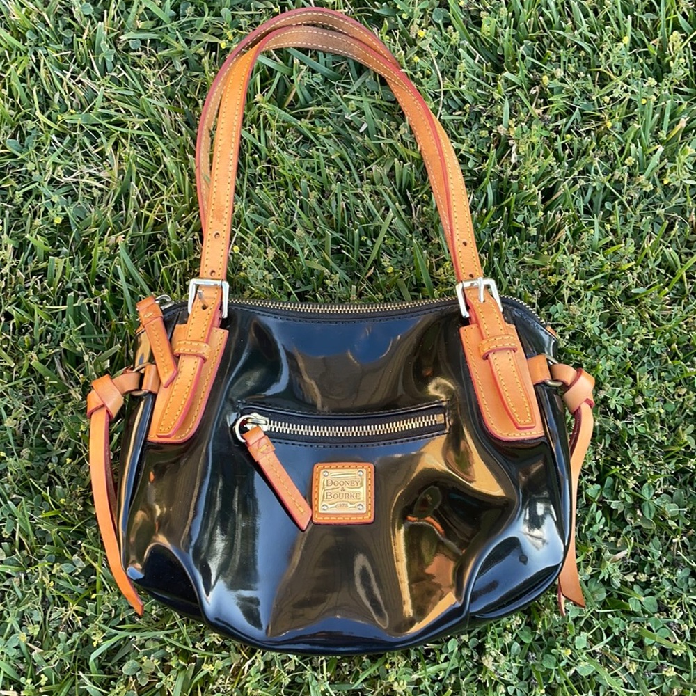 Dooney & Bourke Small Black Patent Leather Satchel